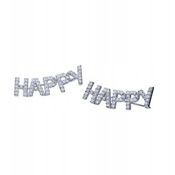 kolczyki srebrne damskie 925 nausznice z napisem happy