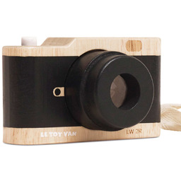 Drewniany aparat fotograficzny retro z kalejdoskopem, zabawka, Le