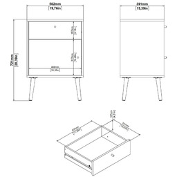 Szafka nocna szara mat 50 cm Bodo