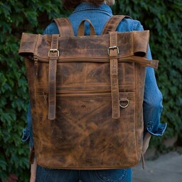 Pakamera Belveder Brązowy Plecak Skórzany na Laptopa 17