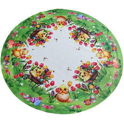 Nakładka wielkanocna zielona okrągła w kurczaczki, pisanki