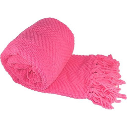 Home Soft Things Różowy koc dzianinowy tweedowy narzuta