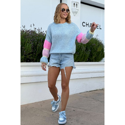 Sweter z bufkami - błękitny One size Sploty