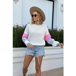 Sweter z bufkami - ecru One size Sploty