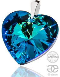 Kryształy Duży Wisiorek Blue Heart Srebro 925