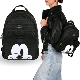 DISNEY Myszka Mickey Czarny, pikowany plecak MŁODZIEŻOWY, POJEMNY