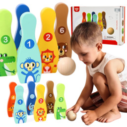 TOOKY TOY Drewniane Kręgle dla Dzieci 6 szt.