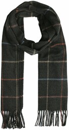 Szalik Grafitowy w Kratkę, Miękki, Delikatny, z Frędzlami,