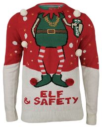 Sweter Świąteczny z Elfem, Śmieszny, Na Prezent, Pompony