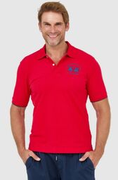 LA MARTINA Czerwona koszulka polo z wyszywanym logo,