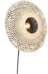 QAZQA Orientalny kinkiet rattanowy 35 cm z wtyczką