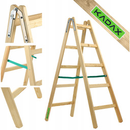 Drabina Drewniana Malarska Rozstawna 2x5 Szczebli Stabilna Dwustronna
