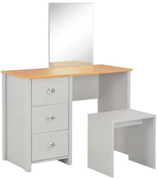 Elior Szara toaletka nowoczesna z lustrem i stołkiem