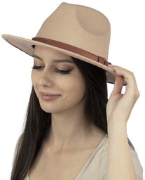 KAPELUSZ PANAMA fedora elegancki damski filcowy