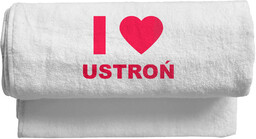 Mały ręcznik z haftem I love Ustroń 100x50
