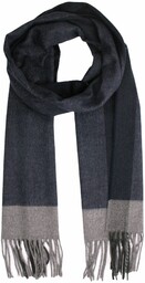 Szalik Granatowo-Szary, Miękki, Delikatny, z Frędzlami, Cashmink -V.Fraas