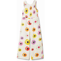 Długi kombinezon na ramiączkach z nadrukiem w stokrotki