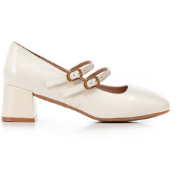 Damskie czółenka Mary Jane z regulowanymi paskami kremowe