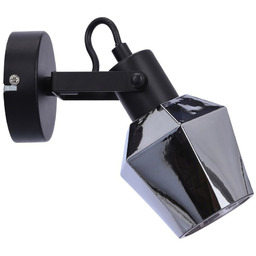 Lampa kinkiet RANDI czarna matowa klosz dymiony Candellux