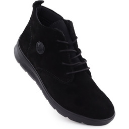 Skórzane botki damskie zamszowe czarne Rieker Z0022-00