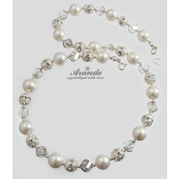 Kryształy Piękny Oryginalny Naszyjnik Helix White Srebro