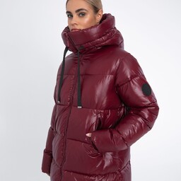 Damski płaszcz pikowany oversize czerwony