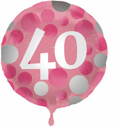 Balon foliowy na czterdziestkę różowy - 45 cm