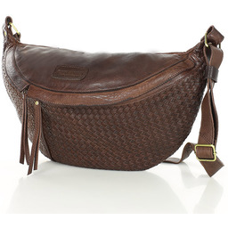 Duża torebka nerka półksiężyc skóra pleciona - MARCO