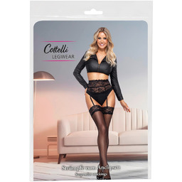 Cottelli - jedwabne pończochy do pasa (czarne)