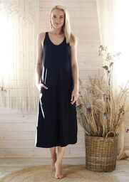 Bawełniana długa sukienka damska LHD 212 CZARNY 2XL/3XL