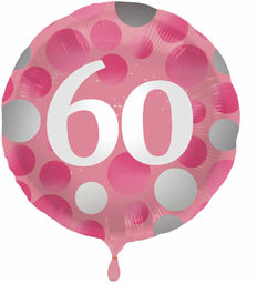 Balon foliowy na sześćdziesiątkę różowy - 45 cm