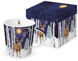 DUŻY PORCELANOWY KUBEK Winter Animals ZIMOWY JELEŃ -