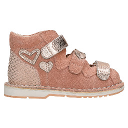 Bartek 8550069 różowo-złote kapcie profilaktyczne dziewczęce skóra naturalna