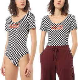 body damskie VANS CHECK V II BODYSUIT Checkerboard/Paprika