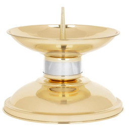 Lichtarz mosiężny, srebrne zdobienie 10 cm