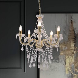 Näve Żyrandol Cecilia, możliwość ściemniania, mosiężny / złoty,