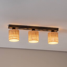 Luminex Lampa sufitowa Adeline z abażurami z rattanu,