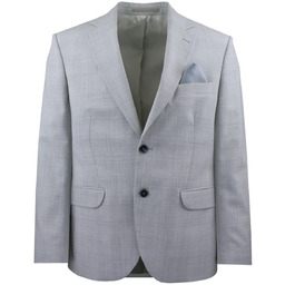 Wełniana, Taliowana Marynarka - MENSFIELD - Popielato Niebieska