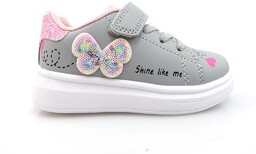 Lekkie Buty Sportowe Dziewczęce Szare Cekiny 27