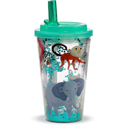 Puckator - Nietłukące szkło ze słomką - Zwierzęta