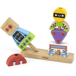VIGA Układanka Piramidka Roboty + Wzory 8 el.