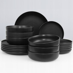 Serwis obiadowy Zestaw Komplet Czarny Black Mat