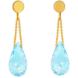 Złote kolczyki wiszące 375 krople z topazem fiolet