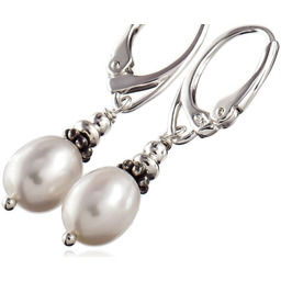 Prawdziwe Perły Białe Kolczyki Srebro