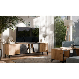 Szafka RTV dąb / szara mat 180 cm