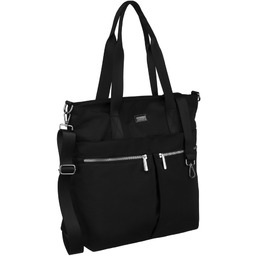 Shopperka w czarnym kolorze z zewnętrznymi kieszeniami