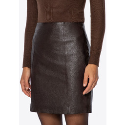 Ołówkowa spódnica ze skóry naturalnej brązowa