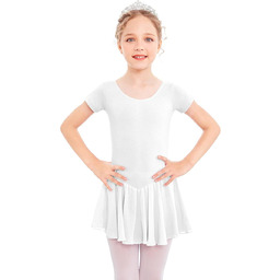 Sukienka baletowa dziewczęca body tiulowe BIAŁA taniec gimnastyka
