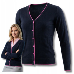 Sweter Damski Granatowy Dekolt Serek Bawełniany Bawełna 5XL