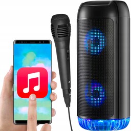 Zestaw Karaoke Boombox Przenośny Głośnik Aux MP3 Led